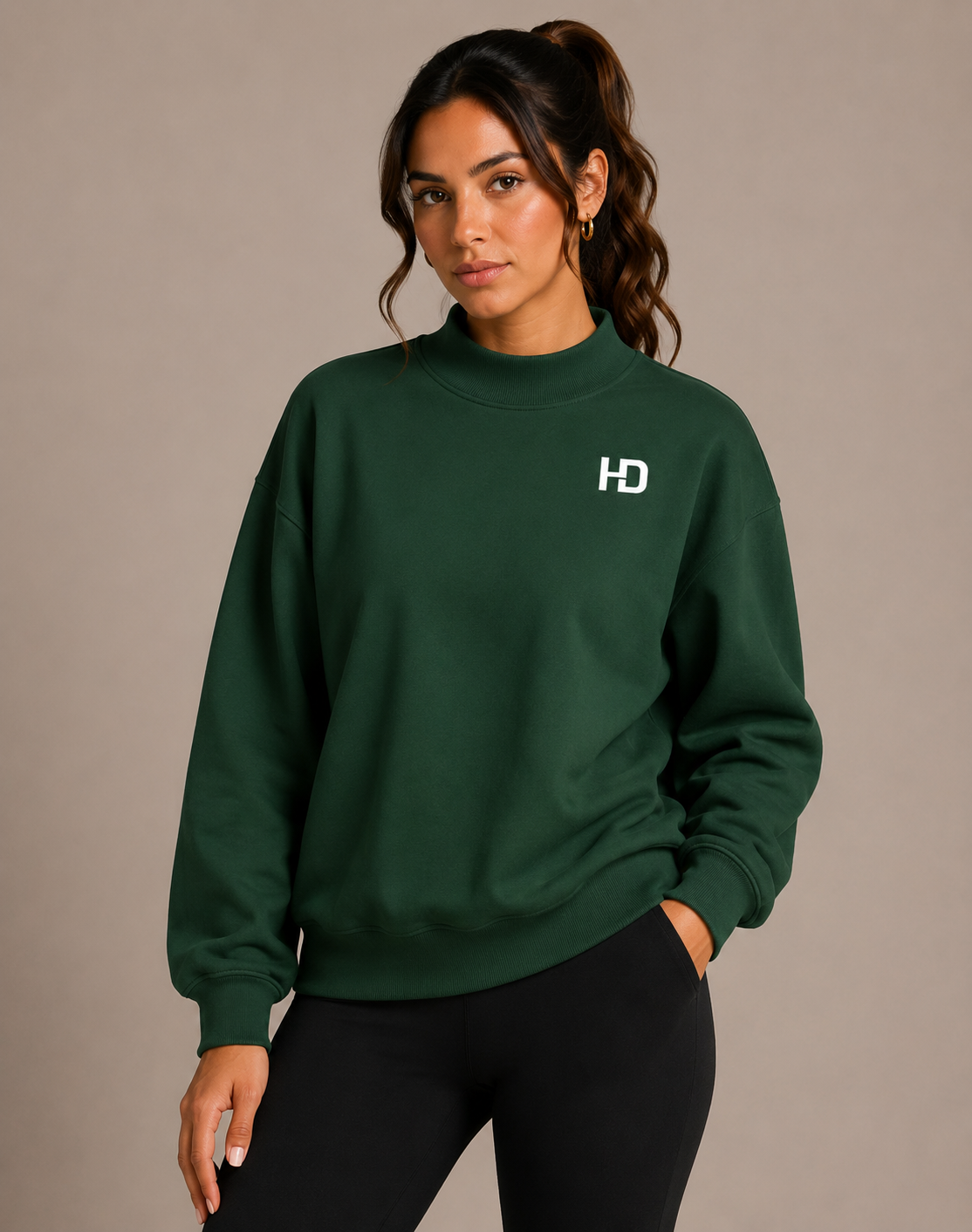 Essential Fleece Mock-Neck Crew Sweatshirt