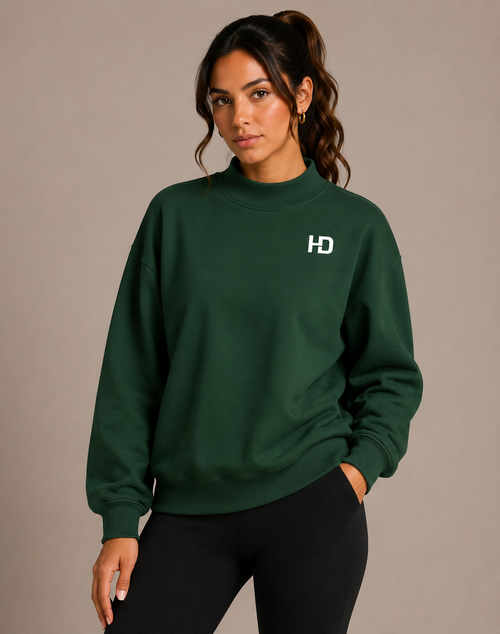 Essential Fleece Mock-Neck Crew Sweatshirt