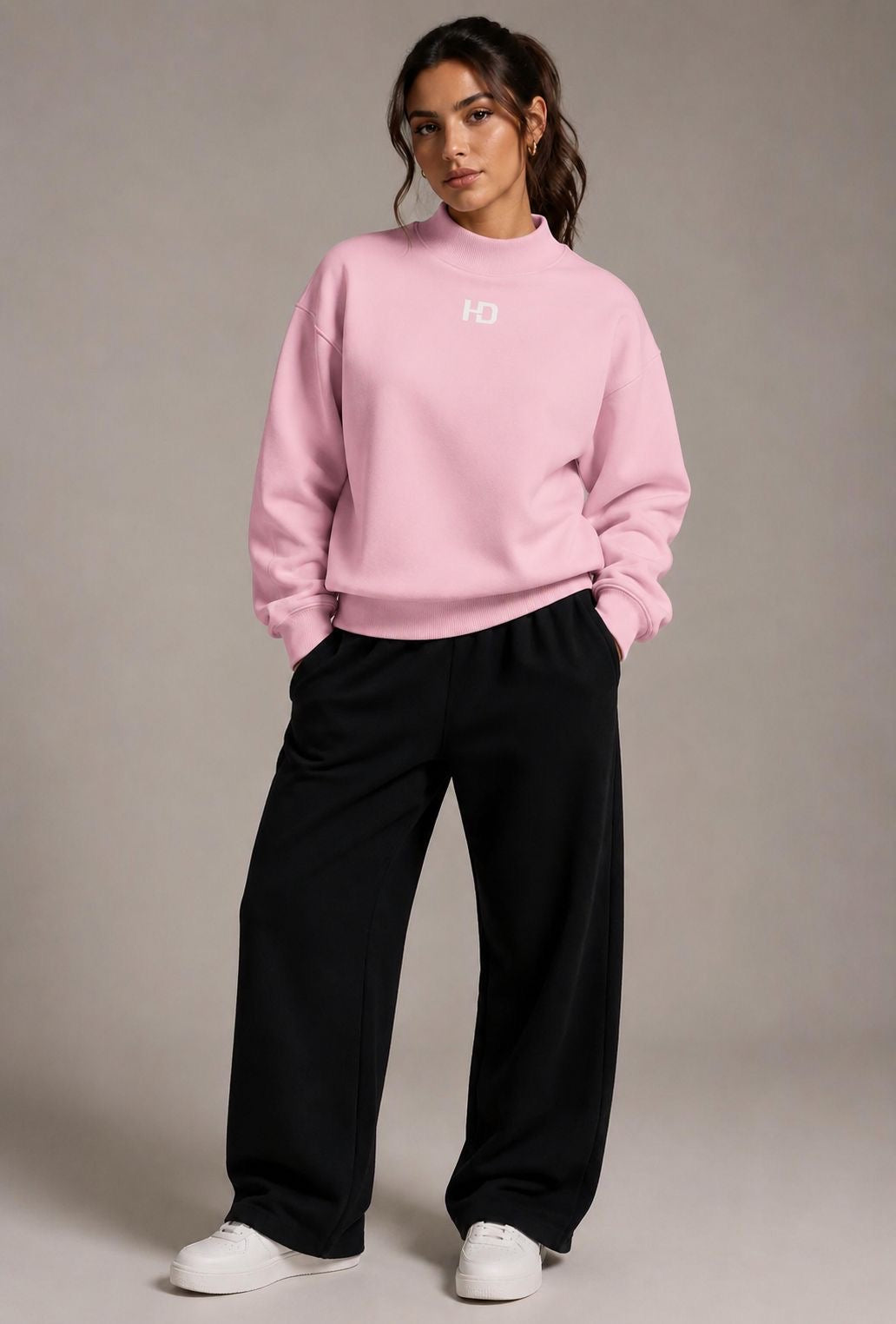 Essential Fleece Mock-Neck Crew Sweatshirt - Central Logo