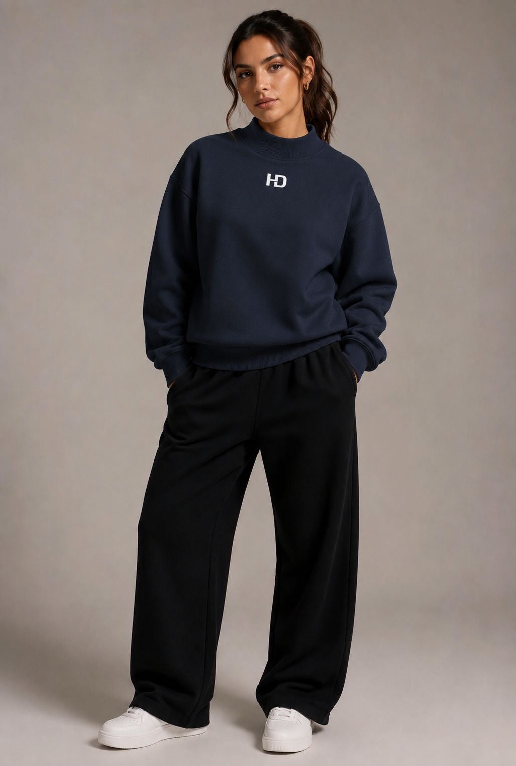 Essential Fleece Mock-Neck Crew Sweatshirt - Central Logo