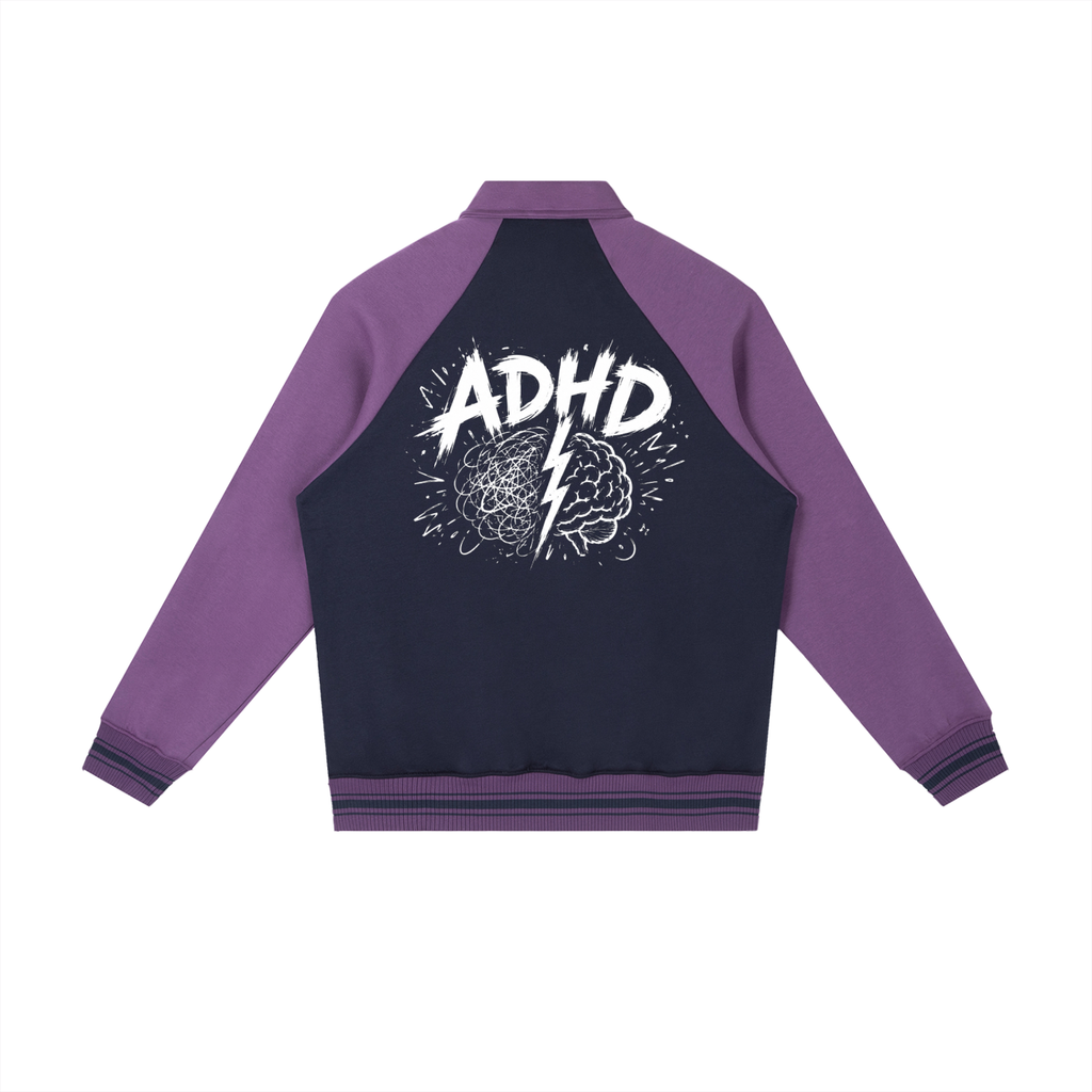 Contrast ADHD Raglan Sleeve Baseball Jacket