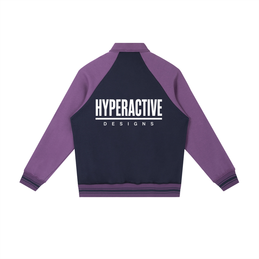 Contrast Raglan Sleeve Baseball Jacket