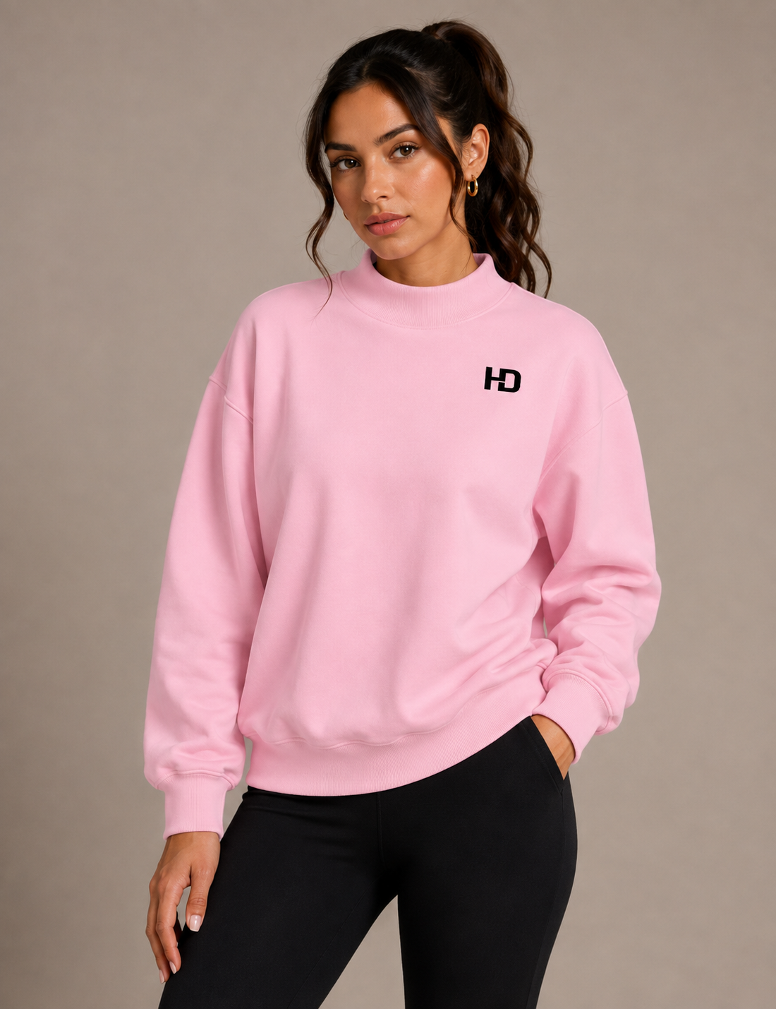 Essential Fleece Mock-Neck Crew Sweatshirt