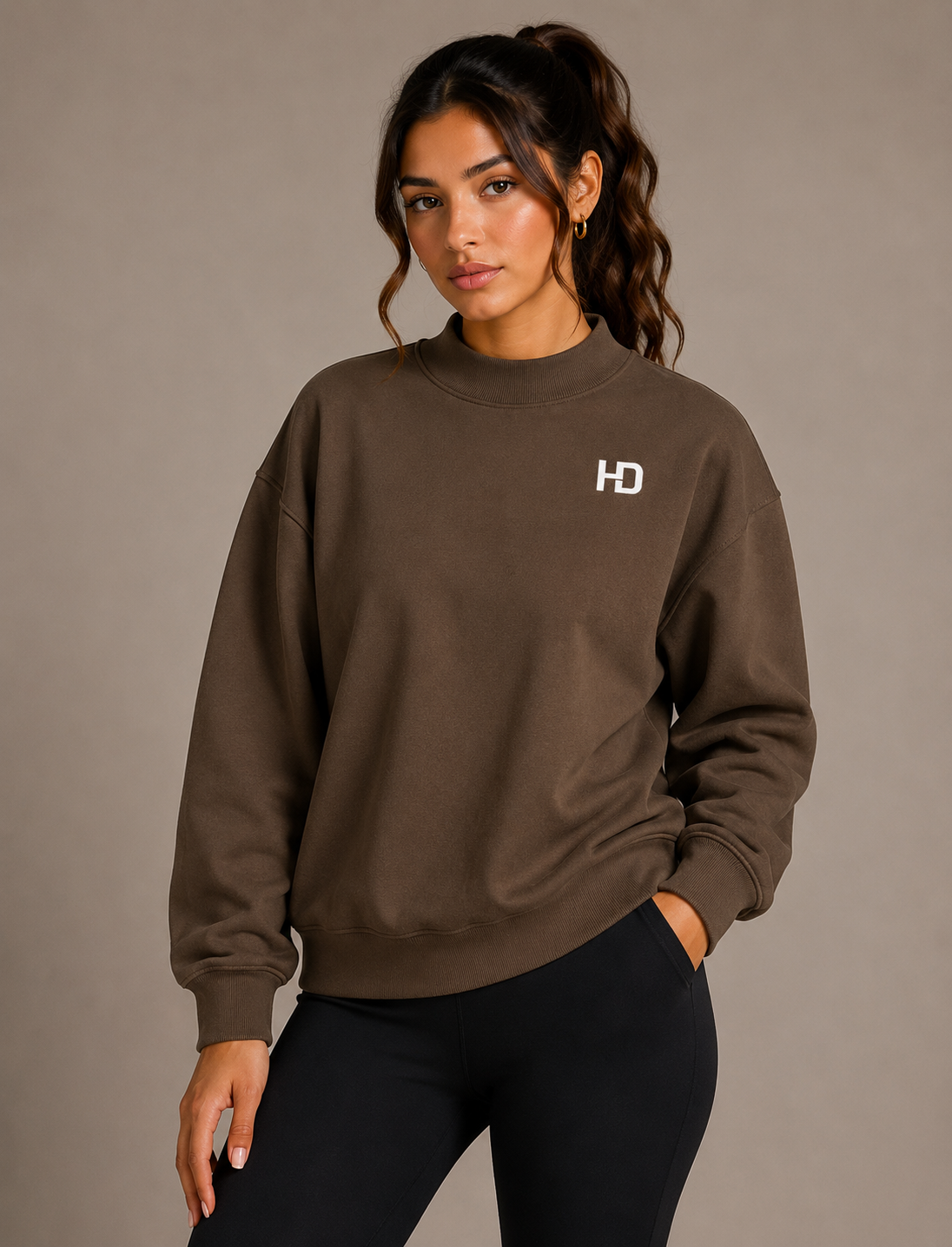 Essential Fleece Mock-Neck Crew Sweatshirt