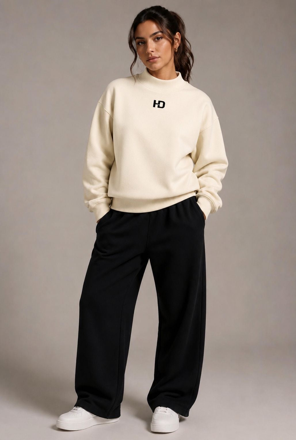 Essential Fleece Mock-Neck Crew Sweatshirt - Central Logo