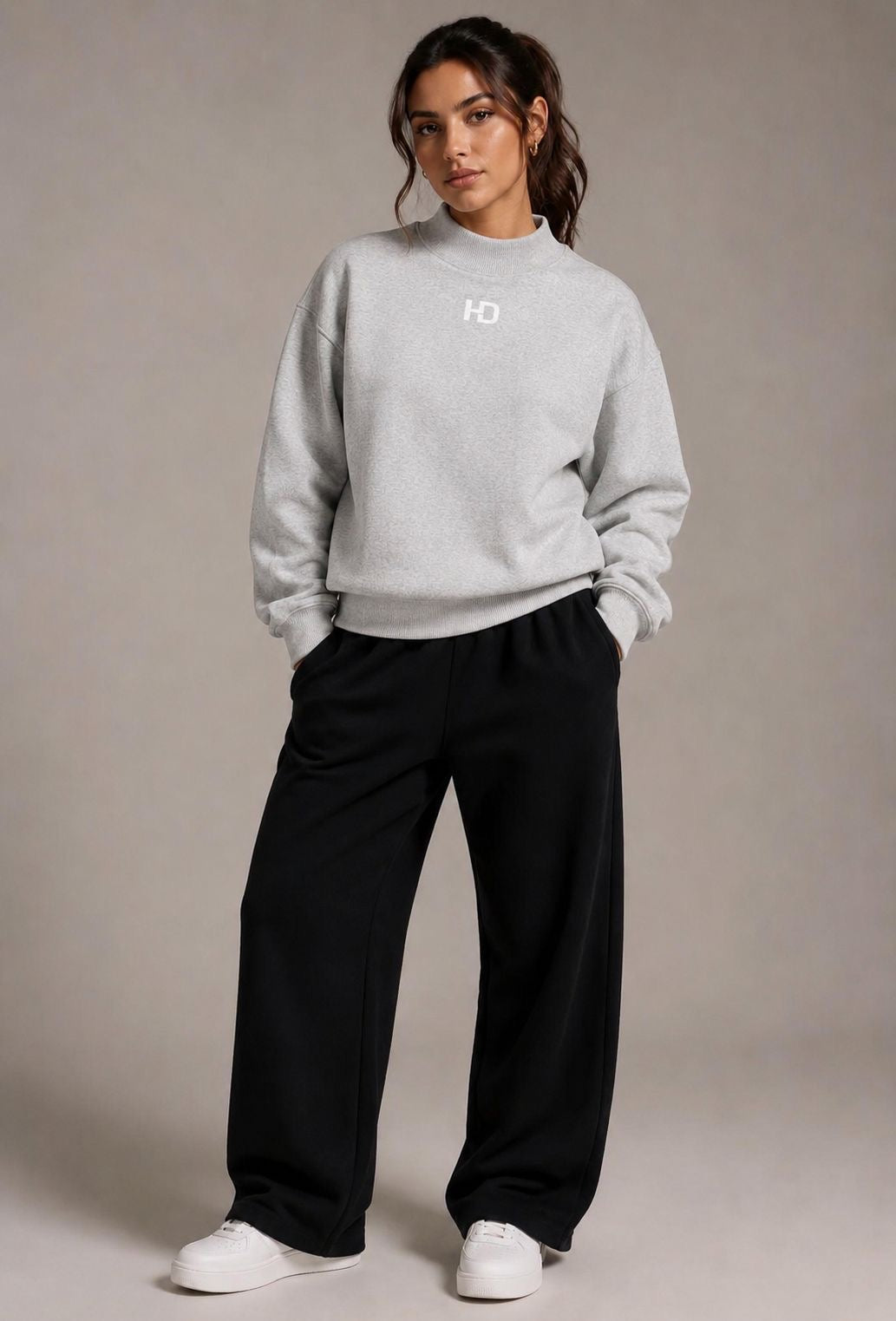 Essential Fleece Mock-Neck Crew Sweatshirt - Central Logo