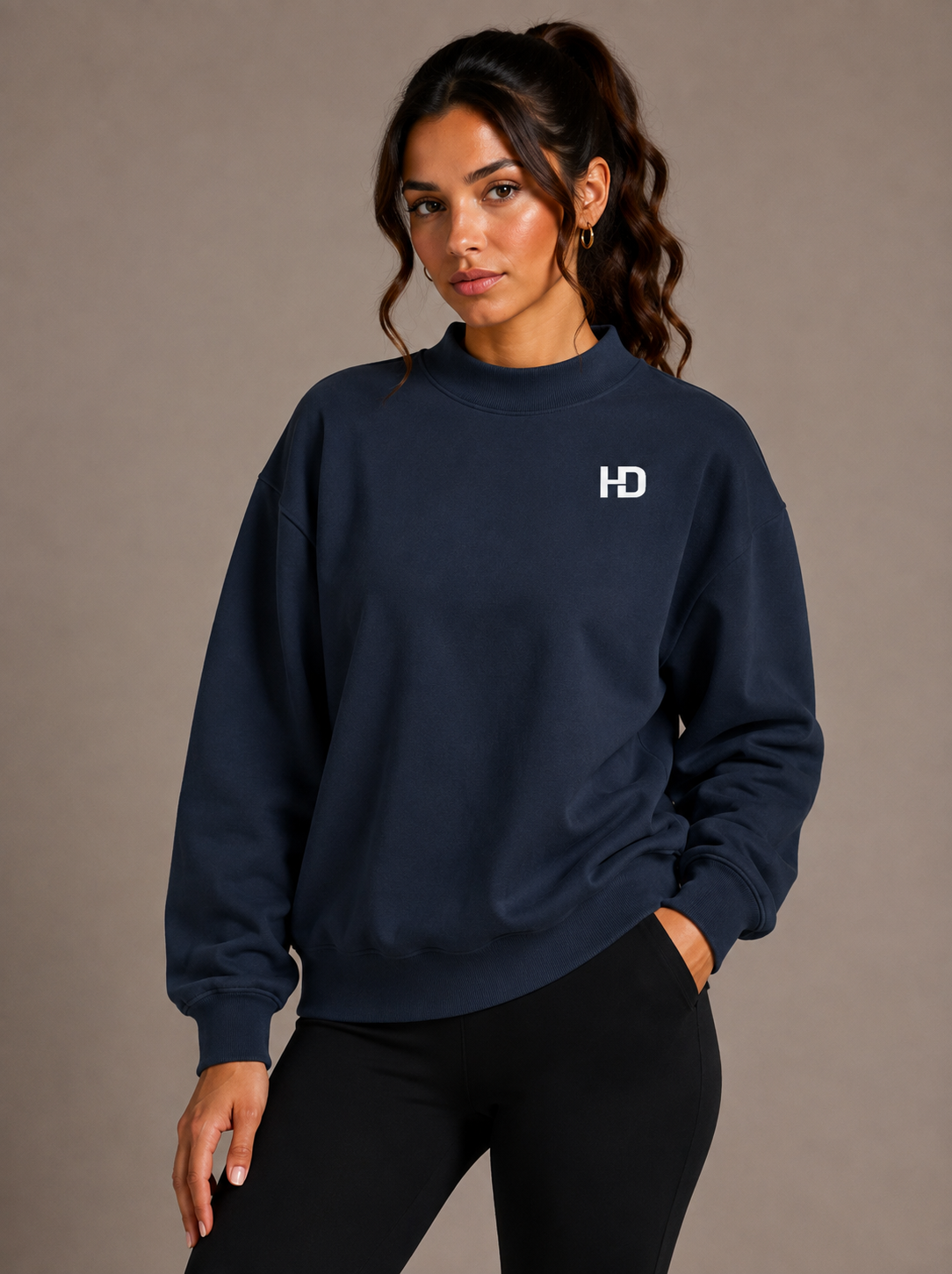 Essential Fleece Mock-Neck Crew Sweatshirt