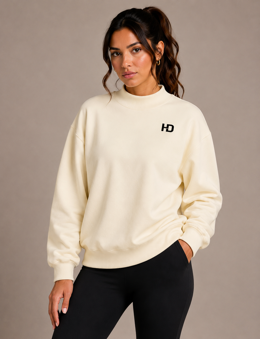 Essential Fleece Mock-Neck Crew Sweatshirt