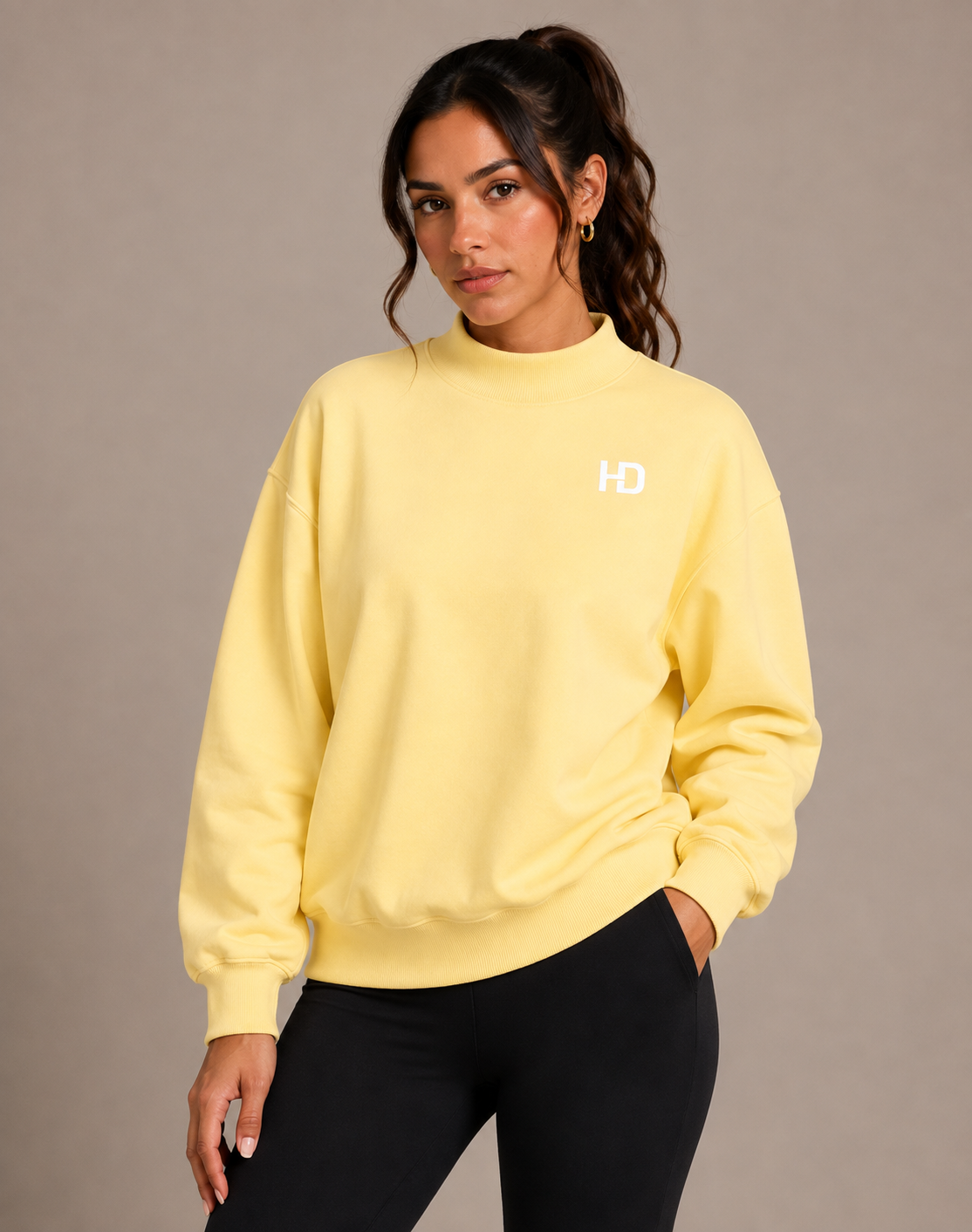 Essential Fleece Mock-Neck Crew Sweatshirt