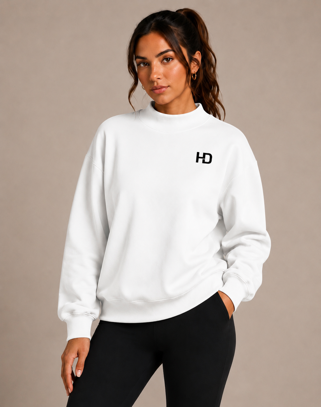 Essential Fleece Mock-Neck Crew Sweatshirt