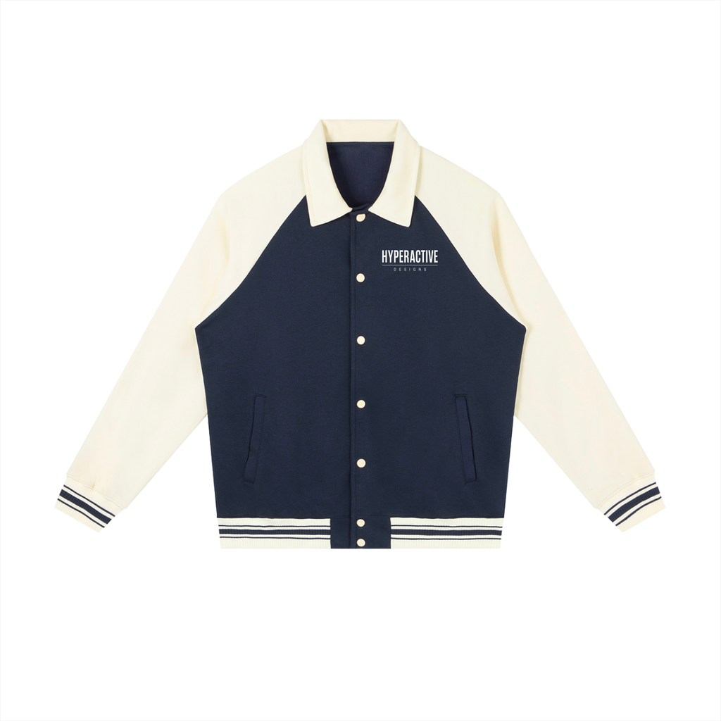 Contrast Raglan Sleeve Baseball Jacket