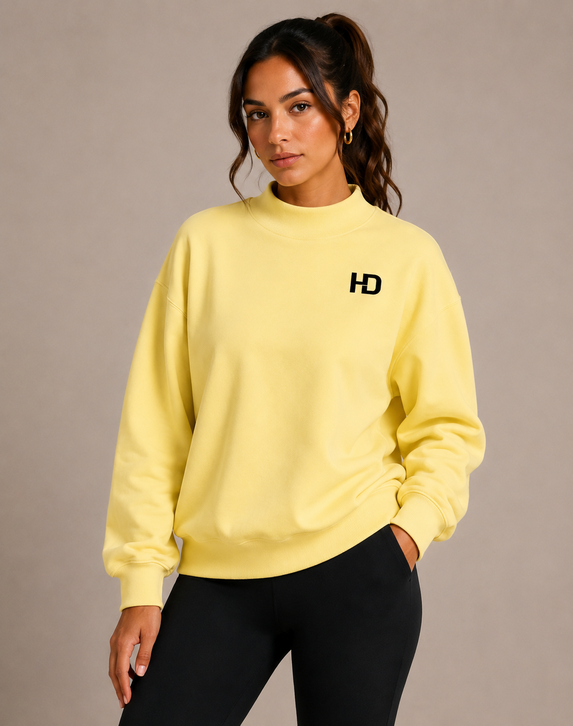 Essential Fleece Mock-Neck Crew Sweatshirt