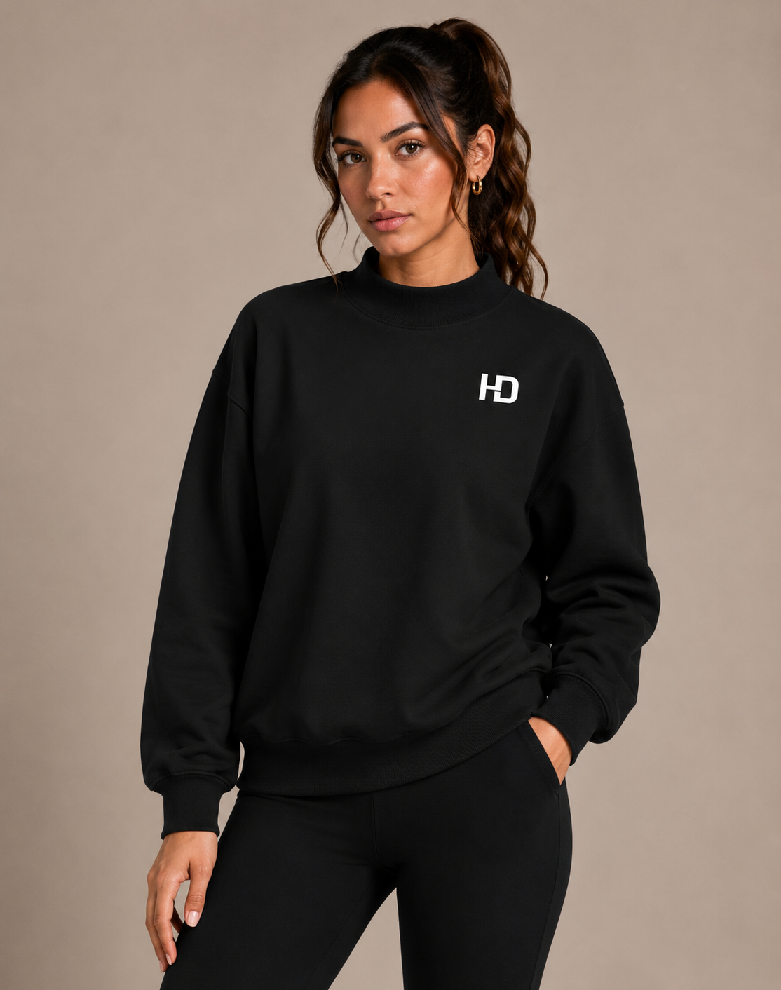 Essential Fleece Mock-Neck Crew Sweatshirt