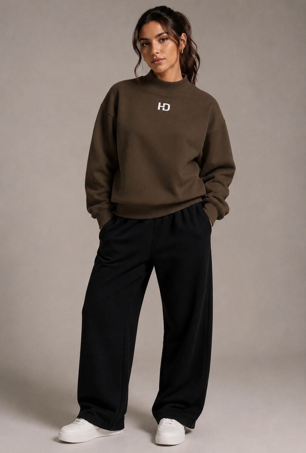 Essential Fleece Mock-Neck Crew Sweatshirt - Central Logo