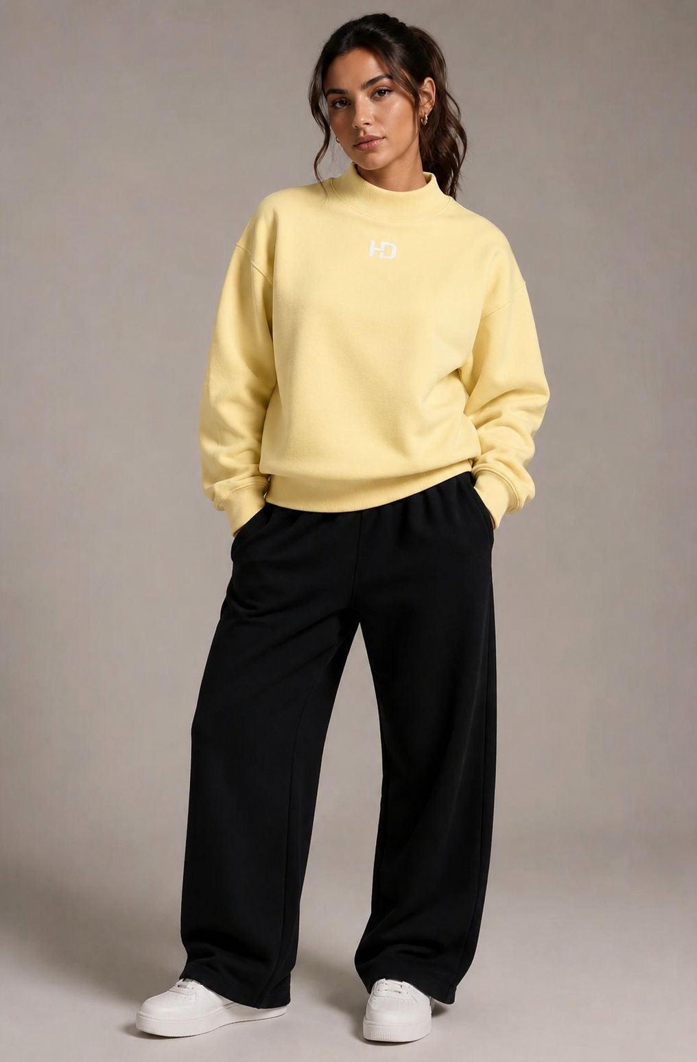 Essential Fleece Mock-Neck Crew Sweatshirt - Central Logo