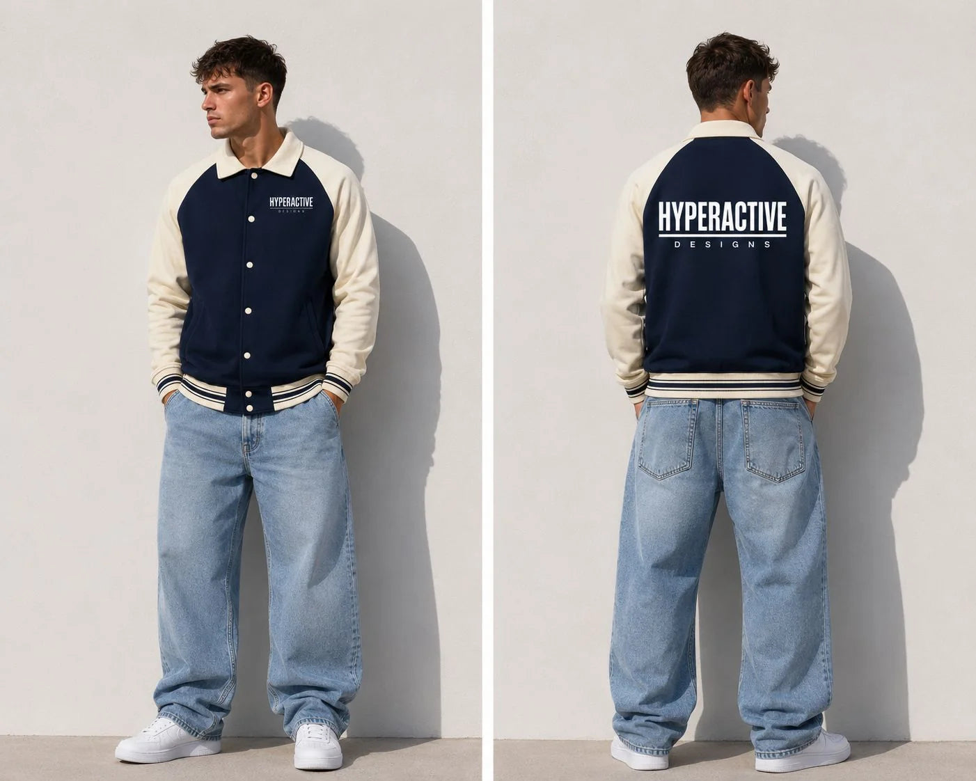 Contrast Raglan Sleeve Baseball Jacket