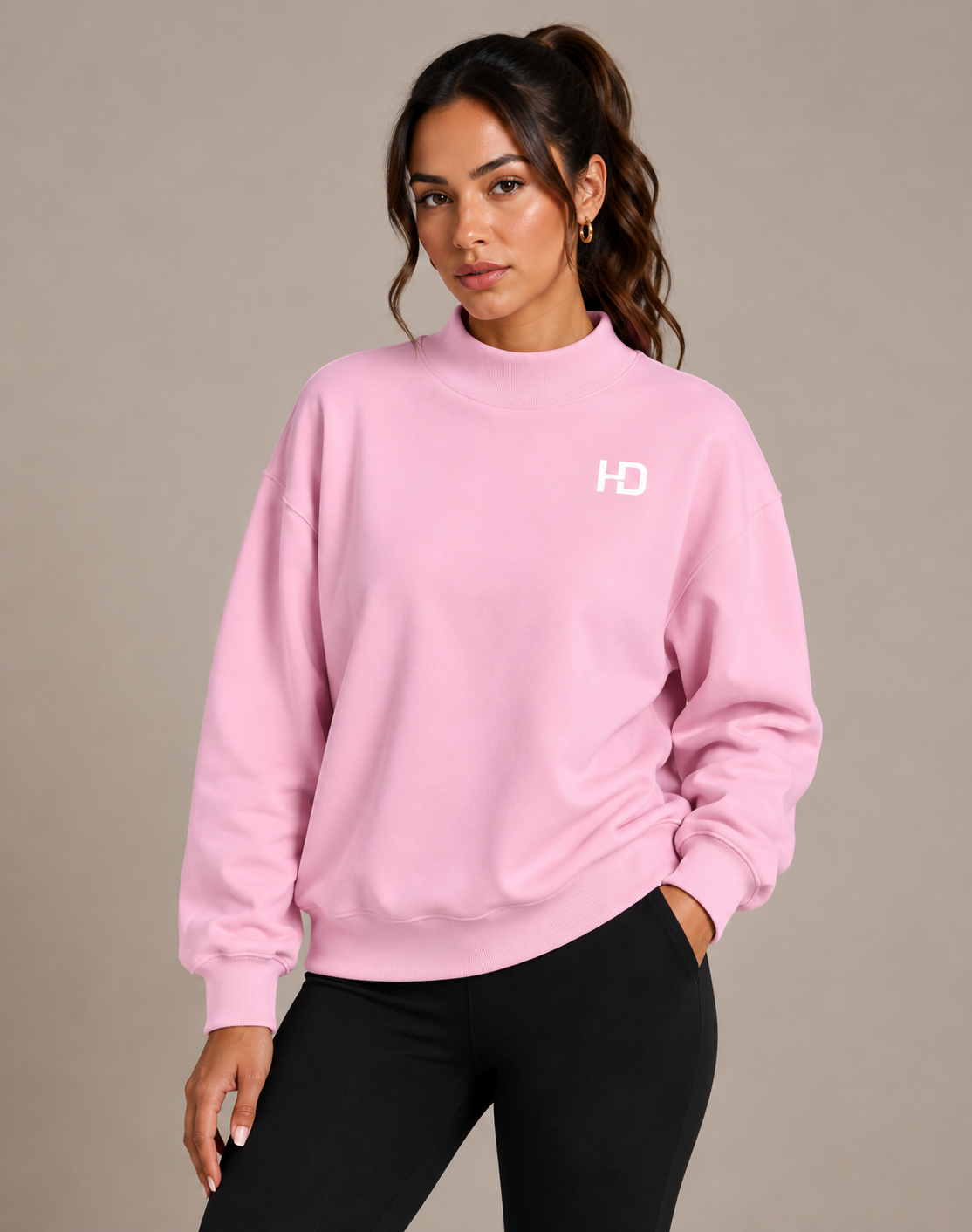 Essential Fleece Mock-Neck Crew Sweatshirt