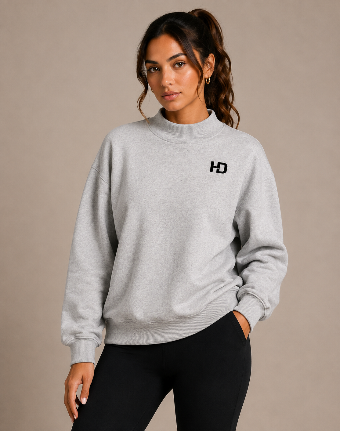 Essential Fleece Mock-Neck Crew Sweatshirt