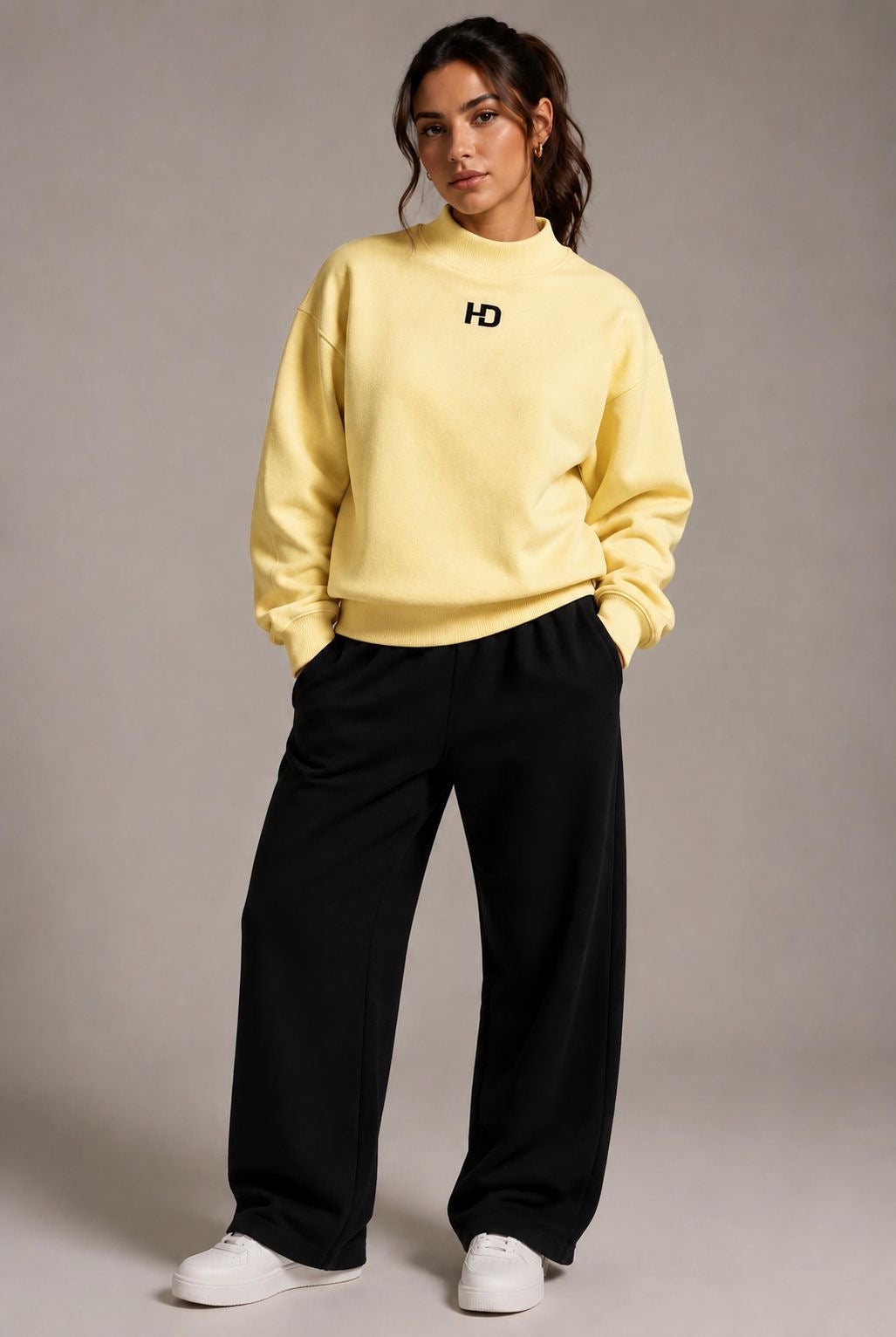 Essential Fleece Mock-Neck Crew Sweatshirt - Central Logo