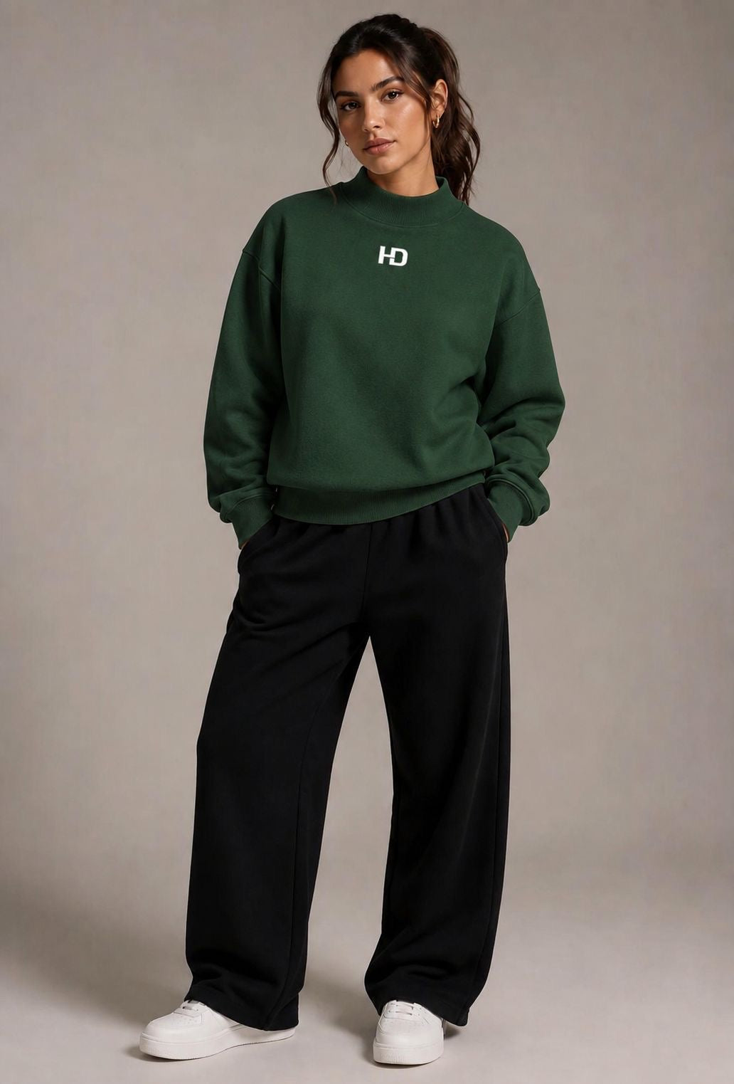 Essential Fleece Mock-Neck Crew Sweatshirt - Central Logo
