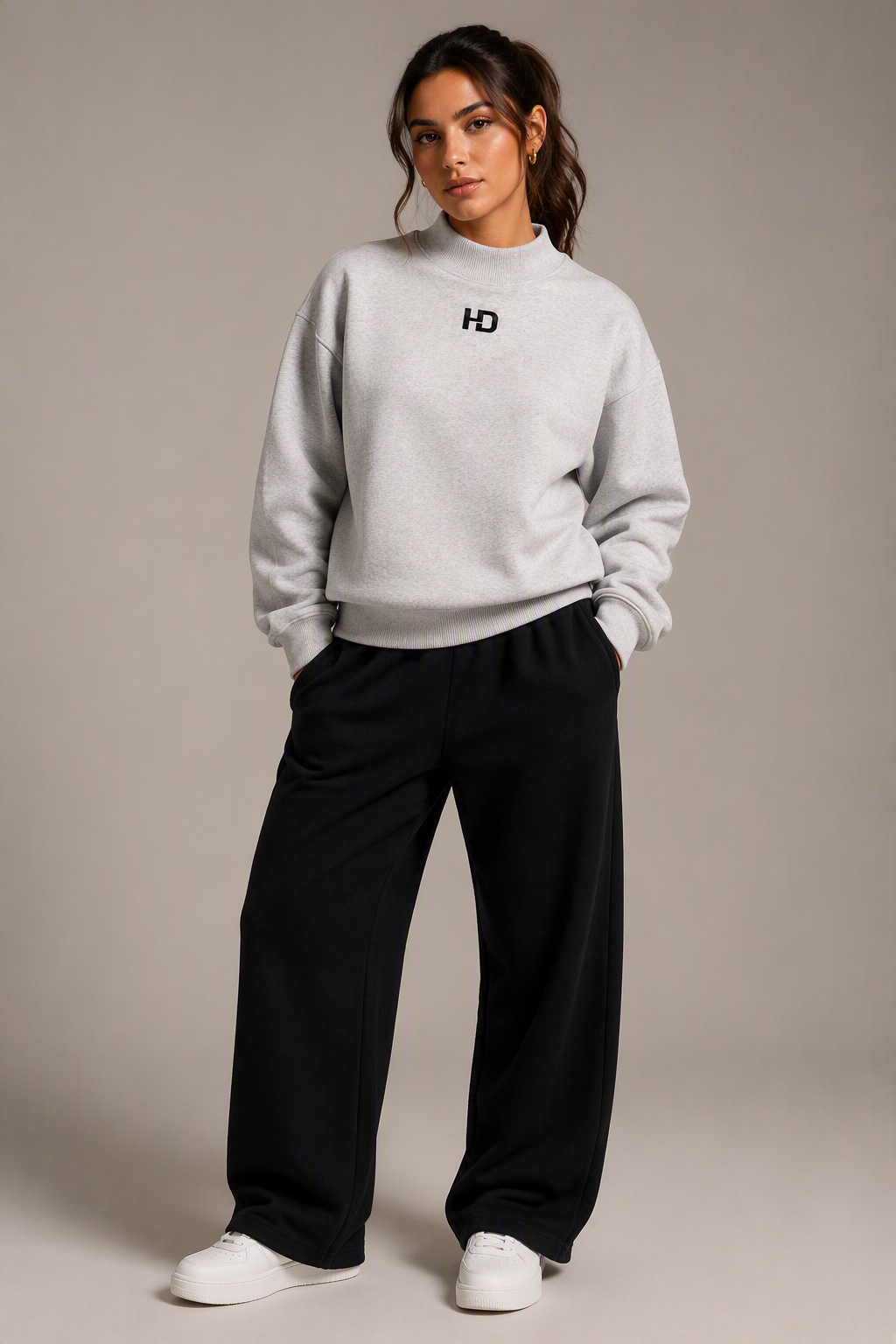 Essential Fleece Mock-Neck Crew Sweatshirt - Central Logo