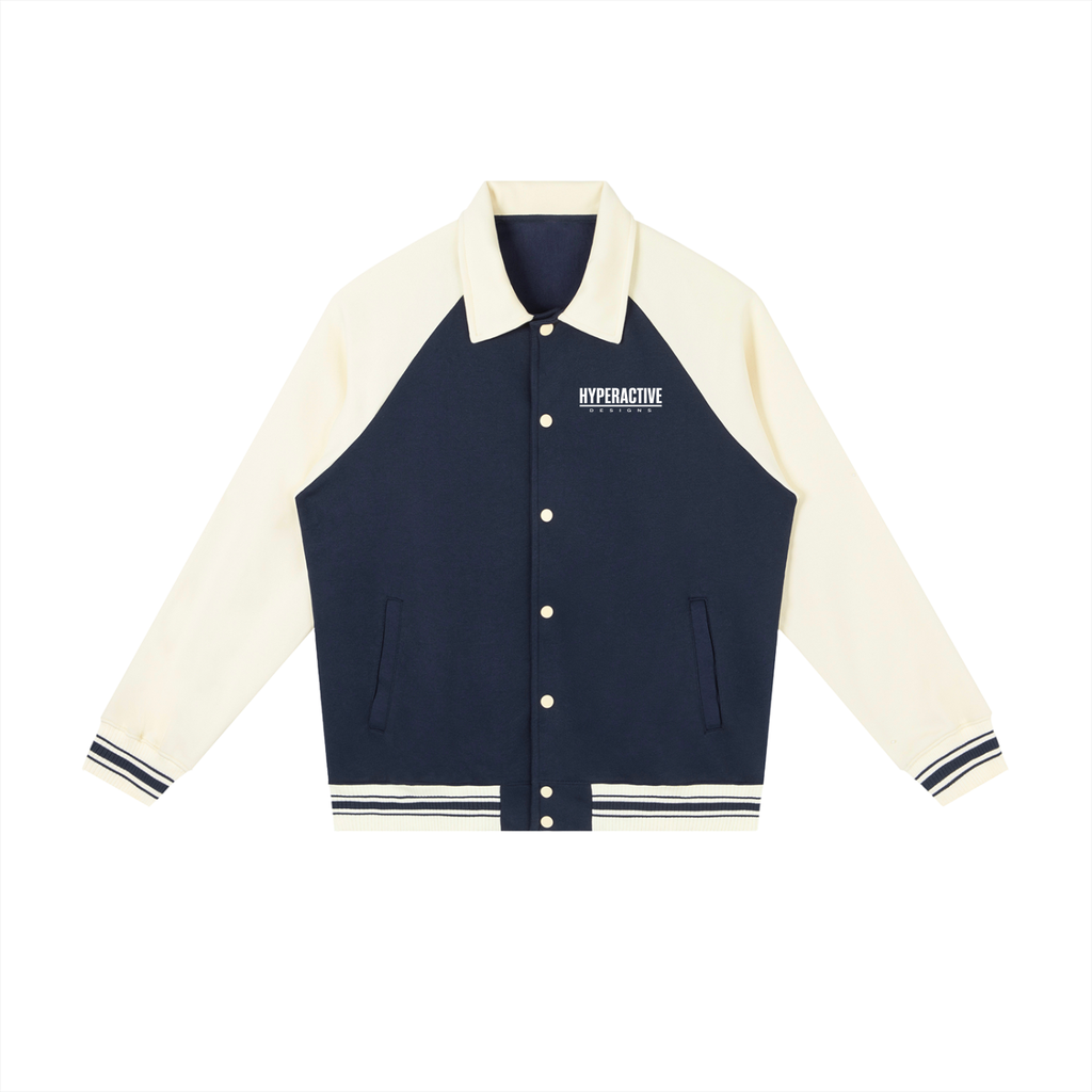 Contrast Raglan Sleeve Baseball Jacket