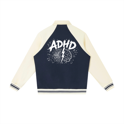 Contrast ADHD Raglan Sleeve Baseball Jacket