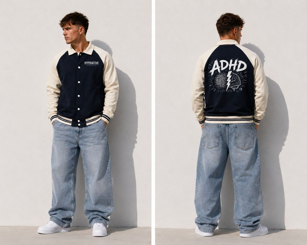 Contrast ADHD Raglan Sleeve Baseball Jacket