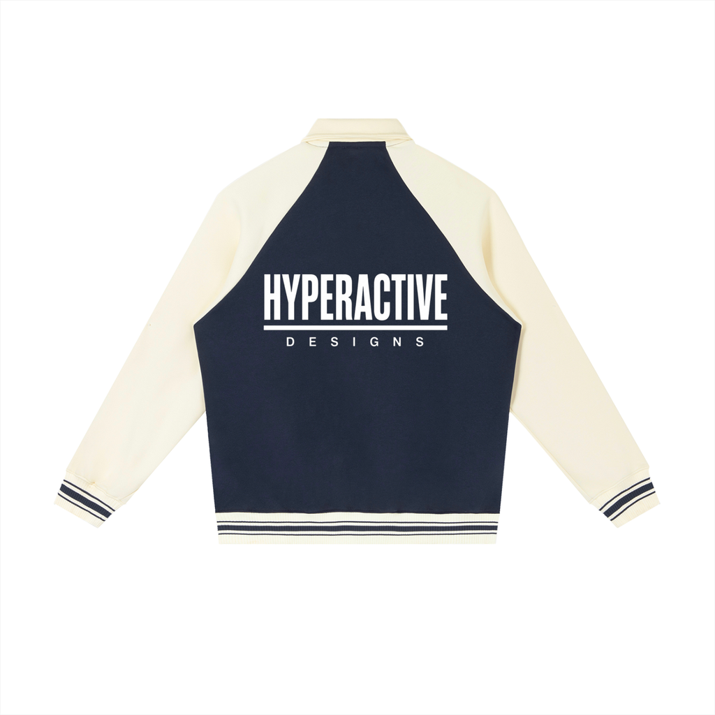 Contrast Raglan Sleeve Baseball Jacket