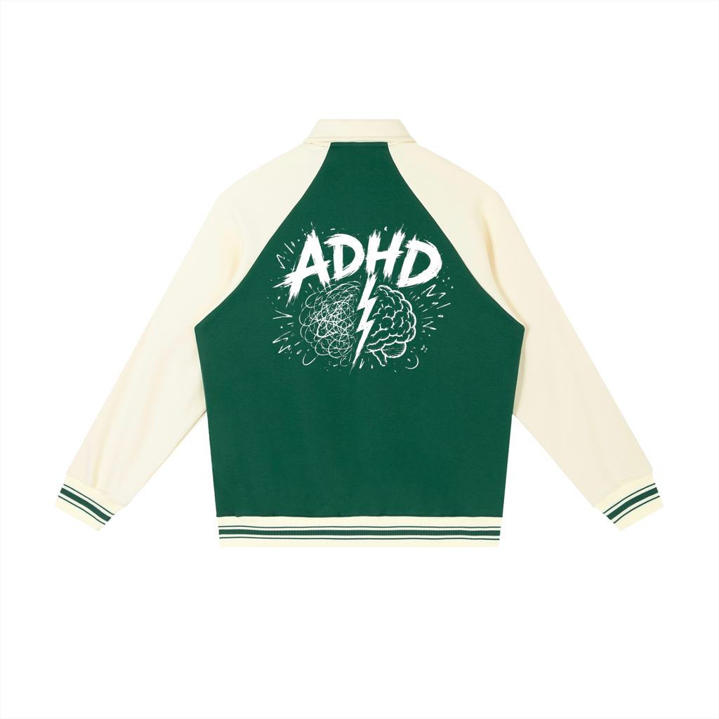 Contrast ADHD Raglan Sleeve Baseball Jacket