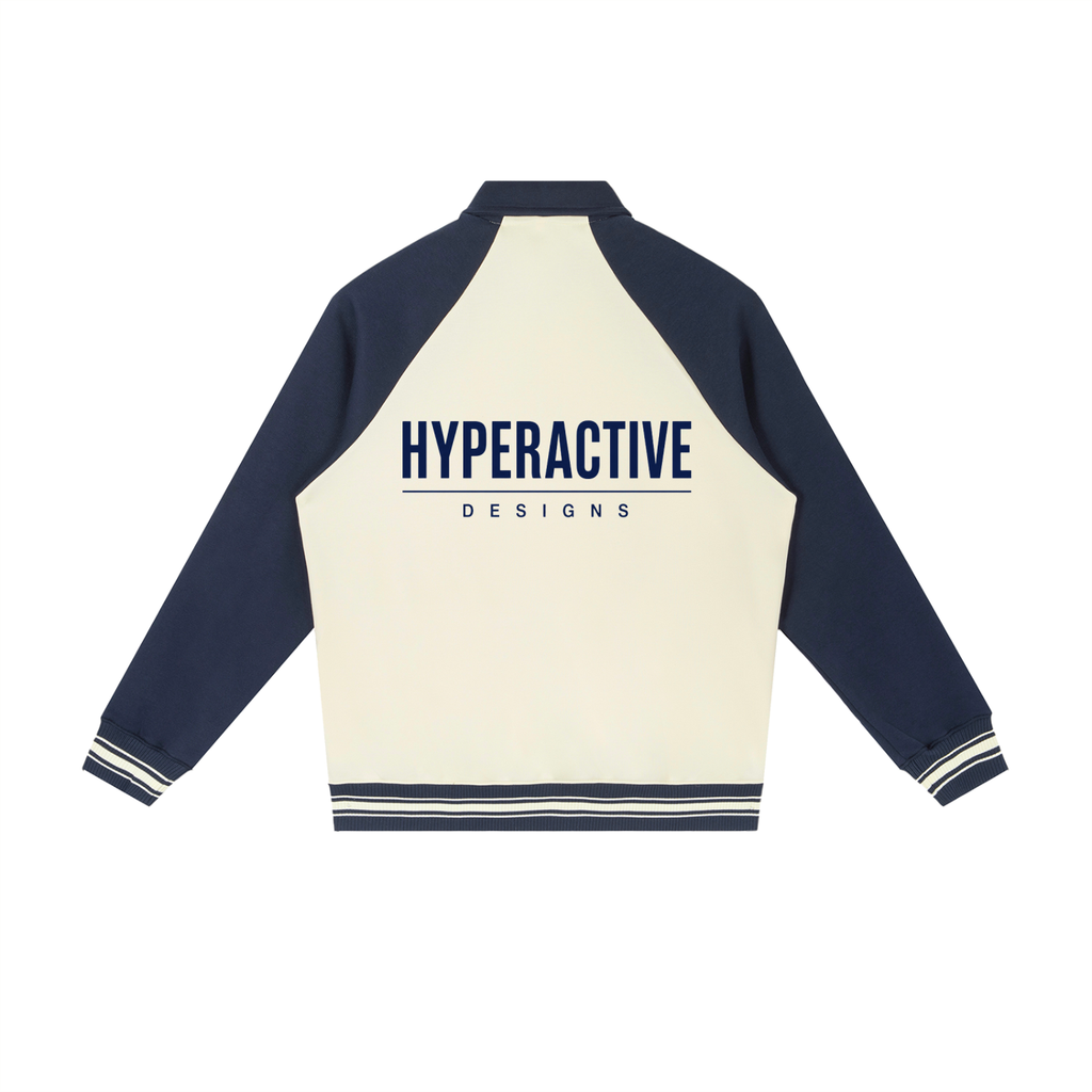 Contrast Raglan Sleeve Baseball Jacket