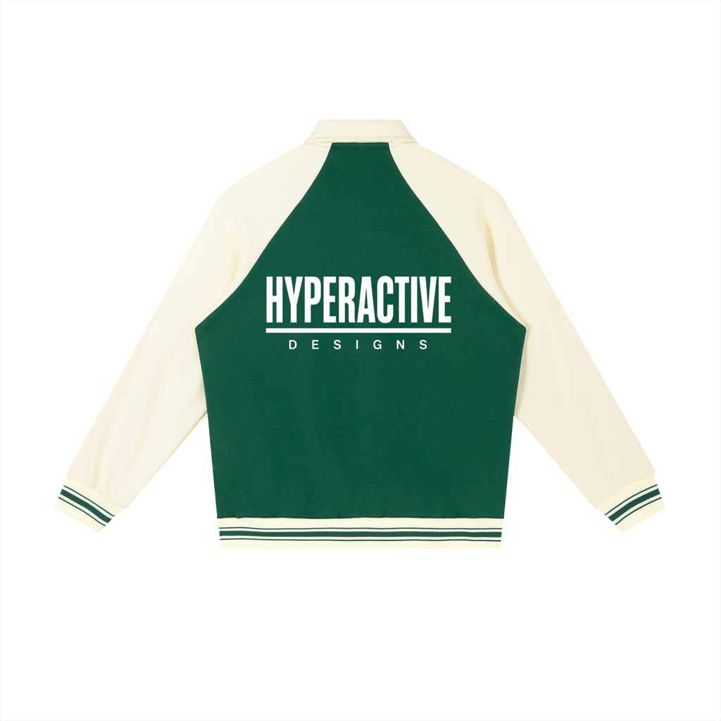 Contrast Raglan Sleeve Baseball Jacket
